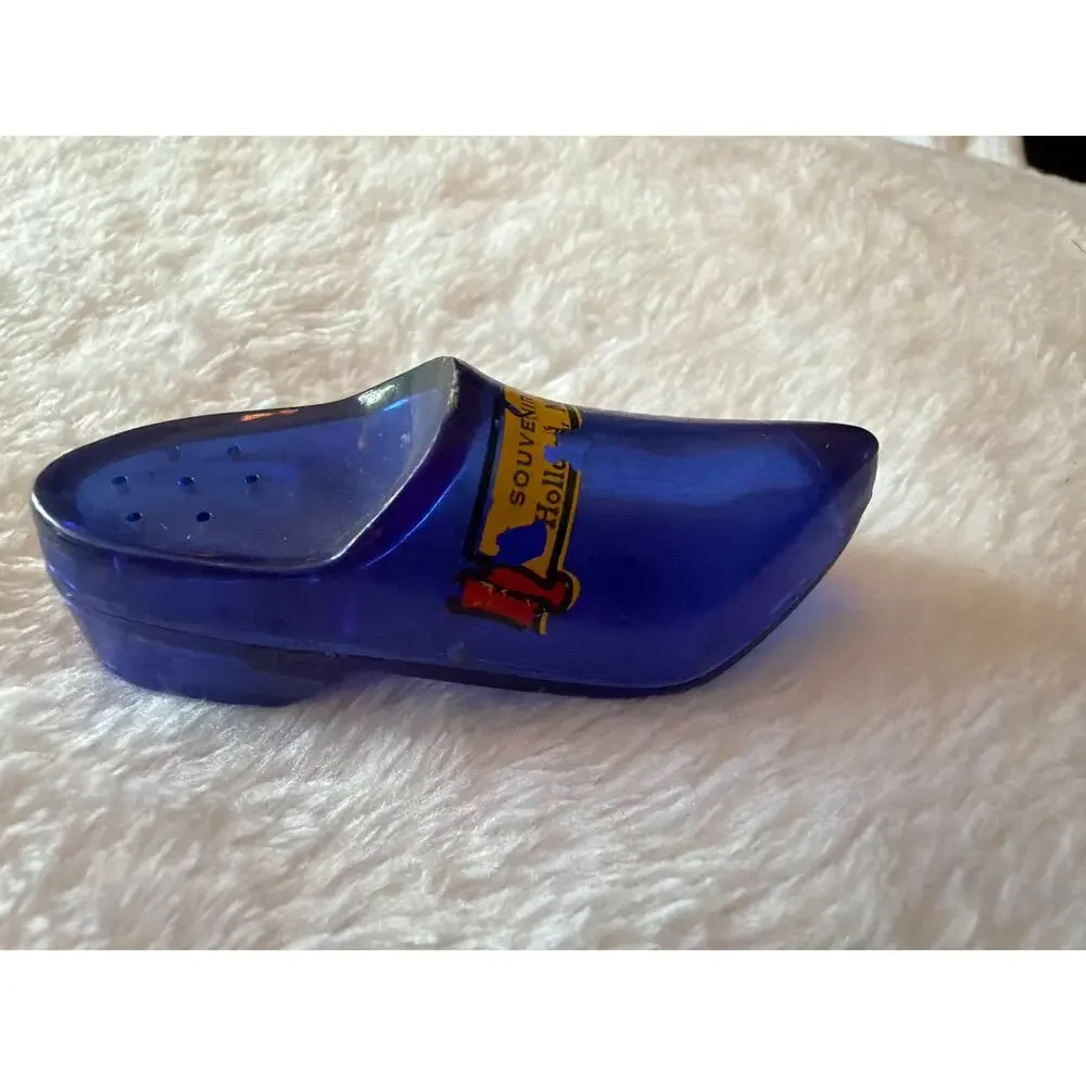 Vintage Cobalt Blue Shoe Souvenir Salt Shaker Holland Michigan Collectible
